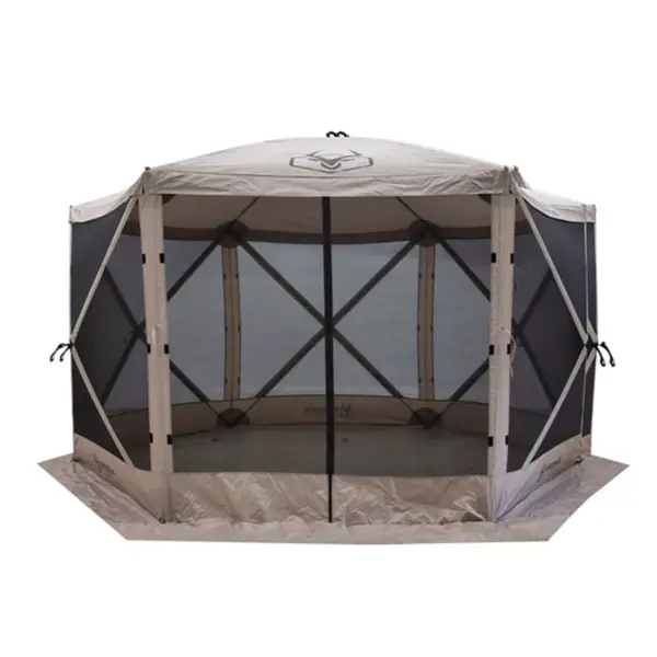 Gazelle GG601DS Easy Pop Up, Portable, Waterproof, UV-Resistant 8-Person Camping and Outdoors Gazebo Day Tent with Mesh Windows, Desert Sand