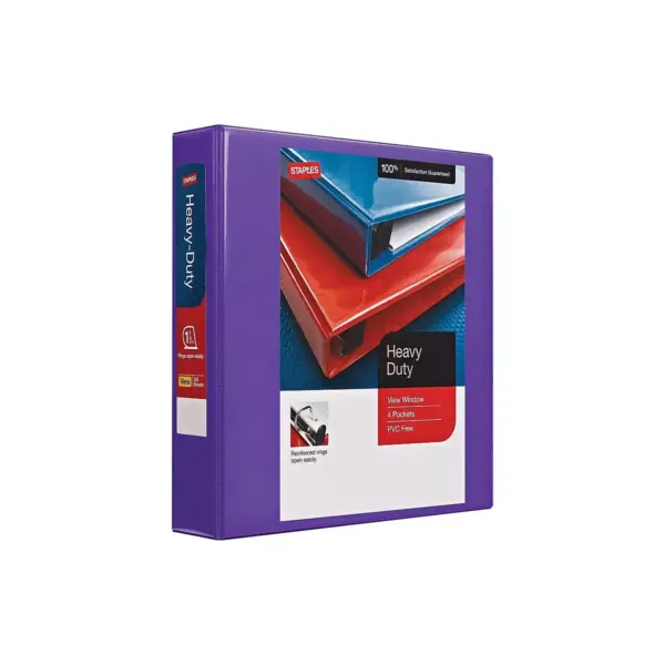 Staples Heavy-Duty 1.5" 3-Ring View Binder Purple (24683-US) 56308-CC/24683