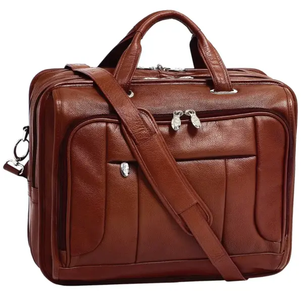 McKlein 15" River West Pebble Grain Calfskin Leather Laptop Bag - Brown