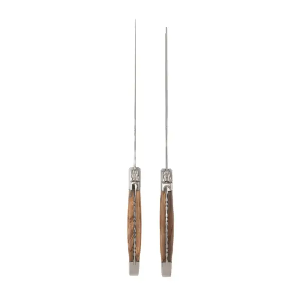 French Home Laguiole 2pc Stainless Steel and Olivewood Carving Knife and Fork Set