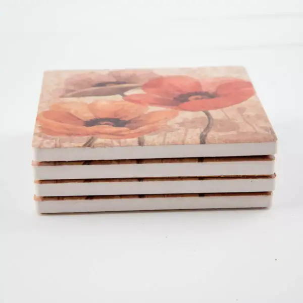 Thirstystone Poppy Allure 4 Piece Occasions Coaster Set