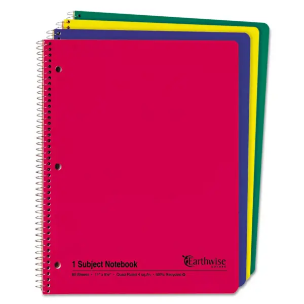 Oxford Earthwise 100% Recycled Single Subject Notebooks 8 1/2 x 11 WE 3-Hole 80 SH 25451