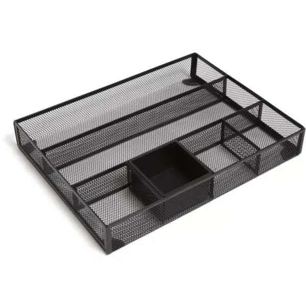 MyOfficeInnovations 6 Compartment Mesh Drawer Organizer, Matte Black 24402497