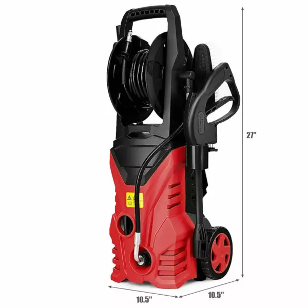 Costway 2030PSI Electric Pressure Washer Cleaner 1.7 GPM 1800W with Hose Reel Red