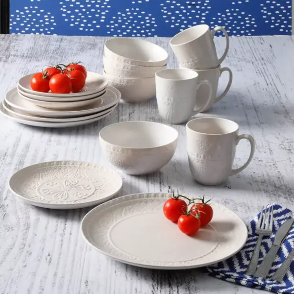 Gibson Elite 16pc Stoneware Milanto Dinnerware Set White