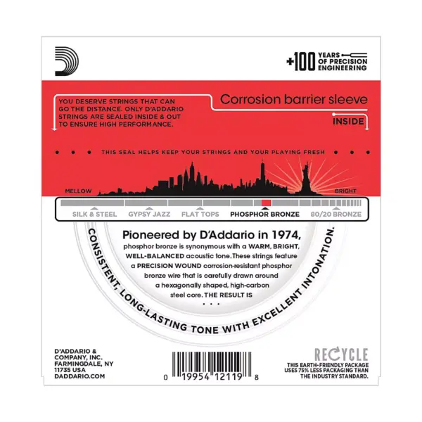 D'Addario EJ39 PB Medium 12-String Acoustic Guitar String Set