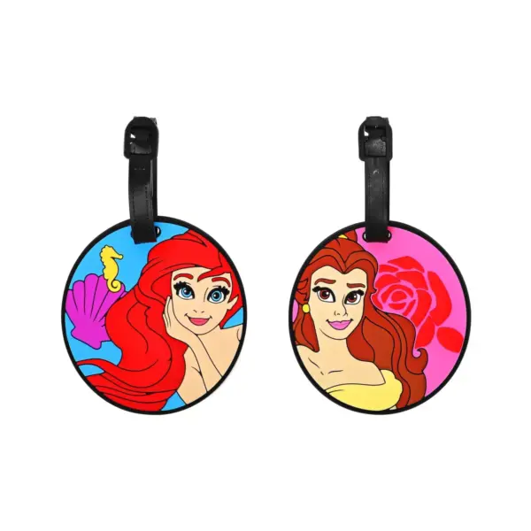 Disney Princess Ariel & Belle 2pc Rubber Luggage Tag