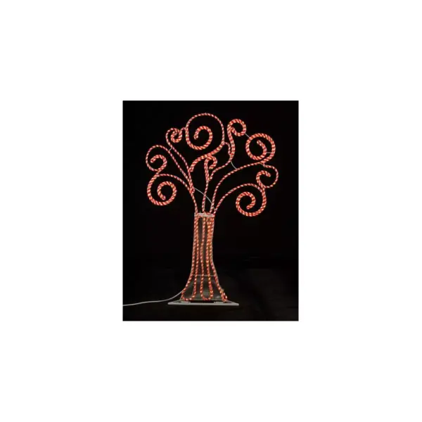 Roman 4' Pre-Lit Artificial Christmas Tree Peppermint Twist Swirl Decoration - Red Lights