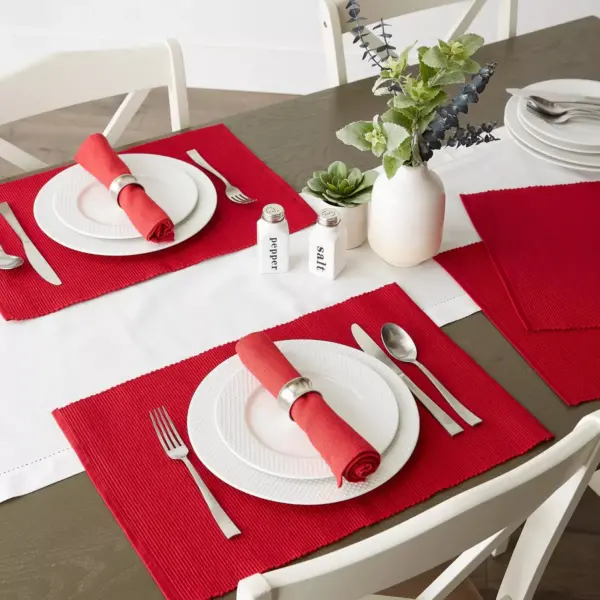 Set of 6 Ribbed Placemat Red - Design Imports