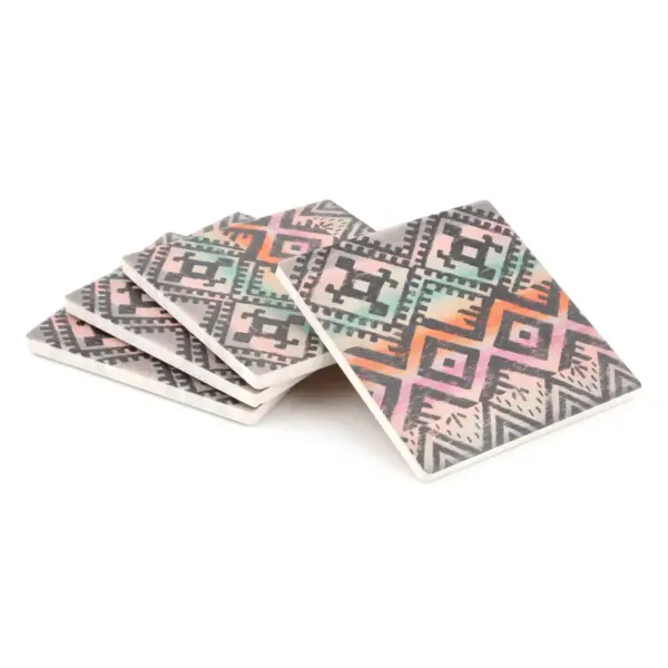 4pk Ceramic Rainbow Southwest Print Coasters - Thirstystone