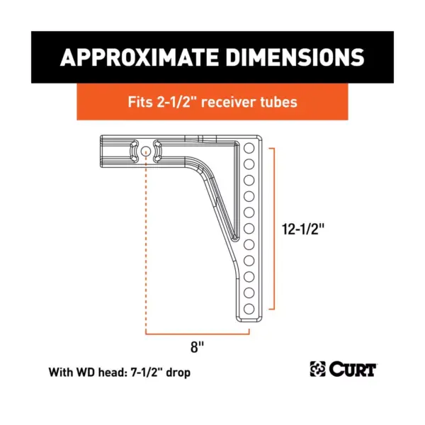 Curt Adjustable Weight Distribution Hitch Shank Replacement for Truck Trailer Towing 17132