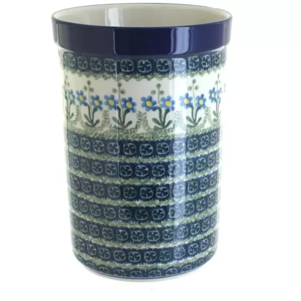 Blue Rose Polish Pottery Blue Posy Utensil Jar