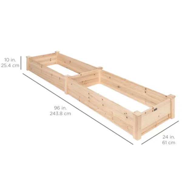 Best Choice Products 8x2ft OutdoorWooden Raised Garden Bed Planter for Grass, Lawn, Yard - Natural