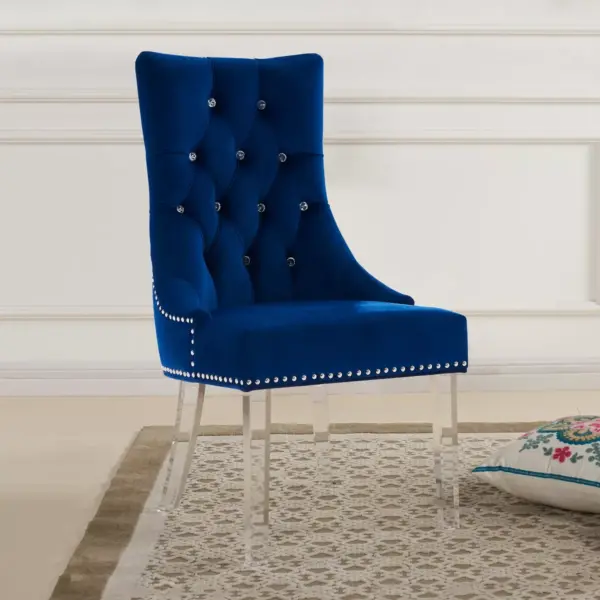 Armen Living Gobi Modern and Contemporary Tufted Dining Chair Blue