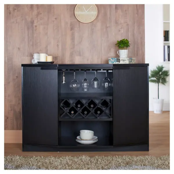 Rosio Transitional Criss Cross Wine Storage Dining Buffet Vintage Walnut - HOMES: Inside + Out