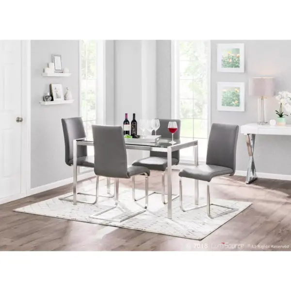 Set of 2 Foster Contemporary Dining Chair Stainless Steel/Gray - LumiSource