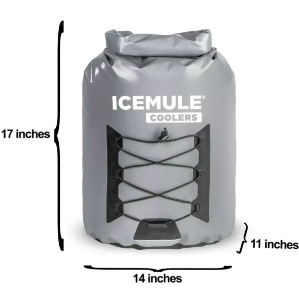 IceMule 1014-Grey Pro Large Collapsible Portable Soft Sided Roll Top 23 Liter 18 Can Lightweight Insulated Waterproof Cooler