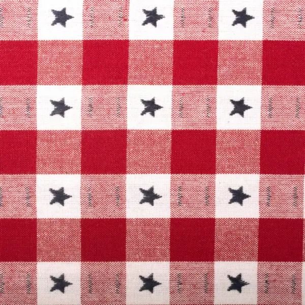 72"x14" Star Check Table Runner Red/White - Design Imports