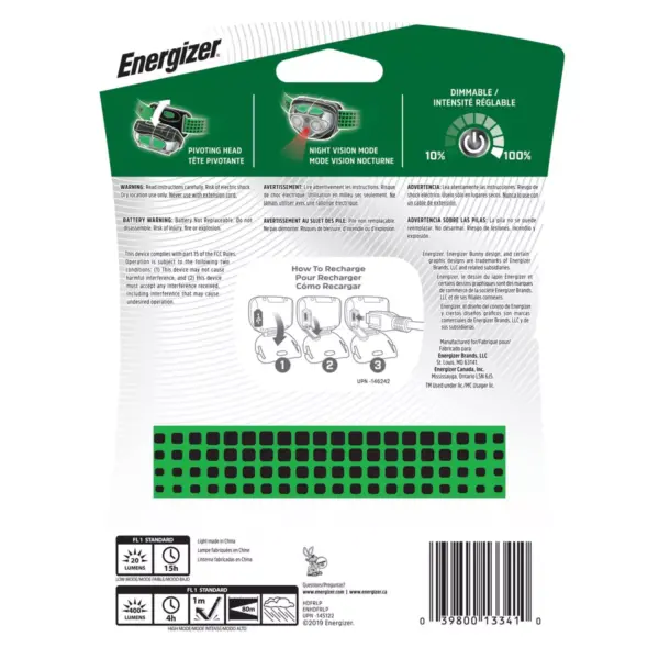 Energizer Vision Ultra Rechargeable LED Headlamp Green