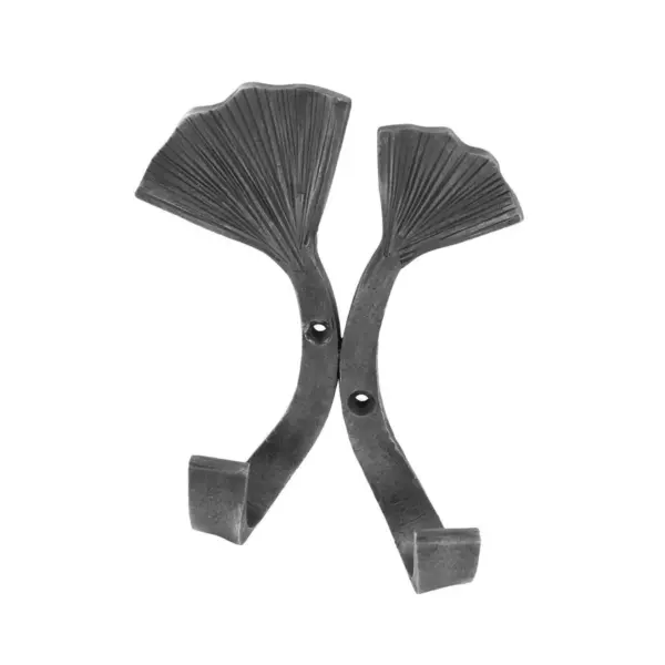 6.5" Steel Double Ginkgo Leaf Wall Hook Black - ACHLA Designs