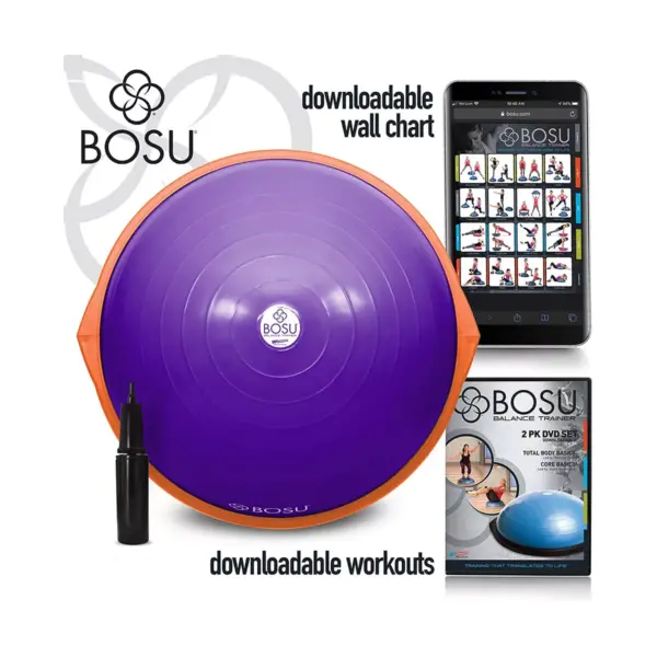 Bosu 72-10850 Home Gym Equipment The Original Balance Trainer 65 cm Diameter, Purple and Orange