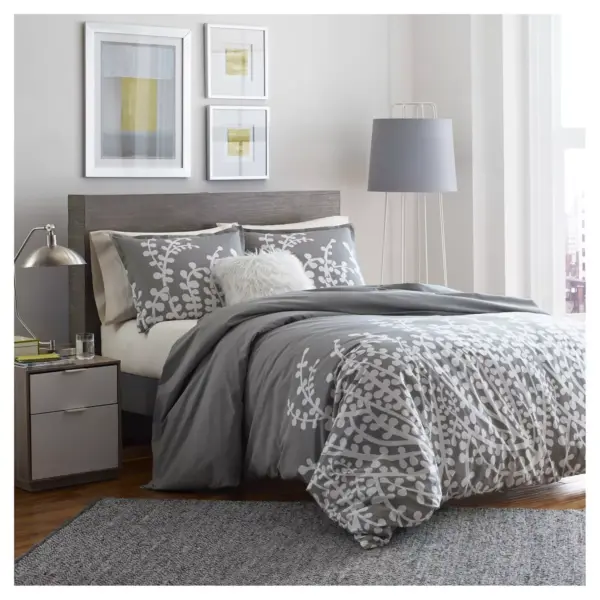 Branches Duvet Cover Set Full/Queen Gray - City Scene