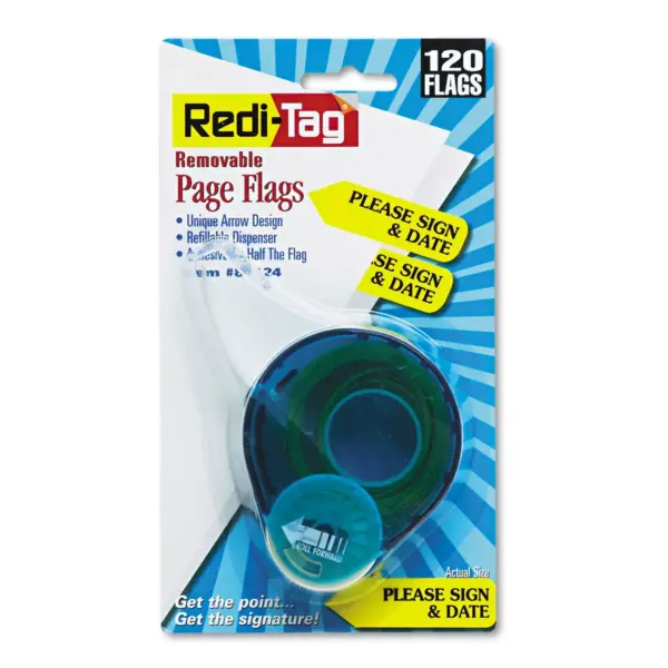 Redi-Tag Arrow Message Page Flags in Dispenser "Please Sign and Date" Yellow 120 Flags 81124