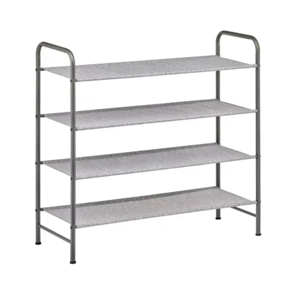 mDesign Metal and Polyester 4 Tier Shoe Storage Organizer Rack - Graphite/Gray