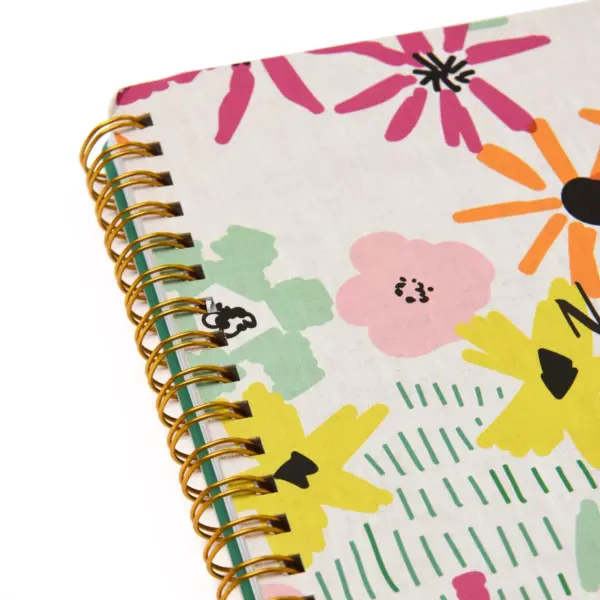 Abstract Floral 'Notes' Spiral Notebook 1 Subject - Roobee