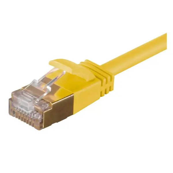 Monoprice SlimRun Cat6A Ethernet Patch Cable - Network Internet Cord - RJ45, Stranded, STP, Pure Bare Copper Wire, 36AWG, 2ft, Yellow