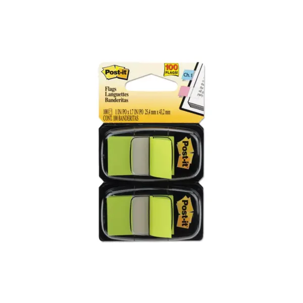 Post-it Standard Page Flags in Dispenser Bright Green 100 Flags/Dispenser 680BG2