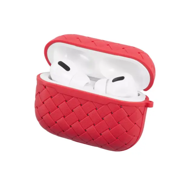 Insten Weave Shape Case For AirPods Pro, Soft TPU Skin Cover with Carabiner, Red