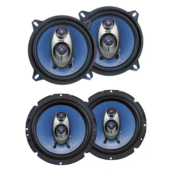 2) Pyle PL63BL 6.5" 360W 3-Way + PL53BL 5.25" 200W Car Audio Coaxial Speakers