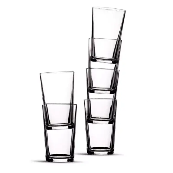 Duralex Urie 7 Ounce Clear Tempered Glass Stacking Glassware Drinkware Tumbler Drinking Glasses, Set of 6