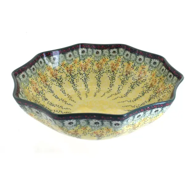 Blue Rose Polish Pottery Sunshine Grotto Large Decagonal Bowl