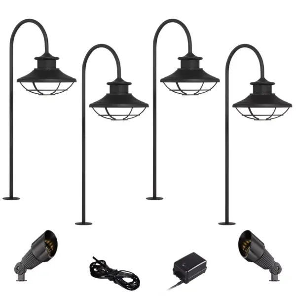 John Timberland Braden Textured Black 8-Piece LED Path and Spot Light Set