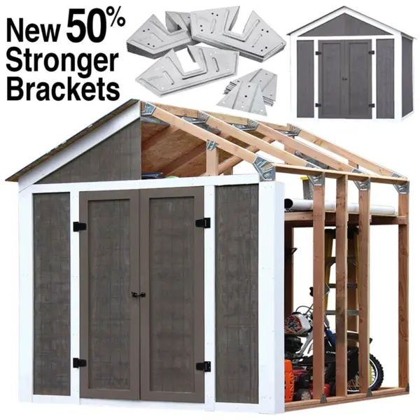 EZ Shed 3 Size Easy Assembly Bracket Framer 7 Feet x 8 Feet DIY Framing Kit with Galvanized Steel Angles and Base Plates, Peak Style (2 Pack)