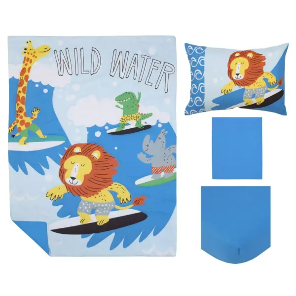 4pc Toddler Everything Kids' Little Dude Adventure Surfing Animals Bed Set