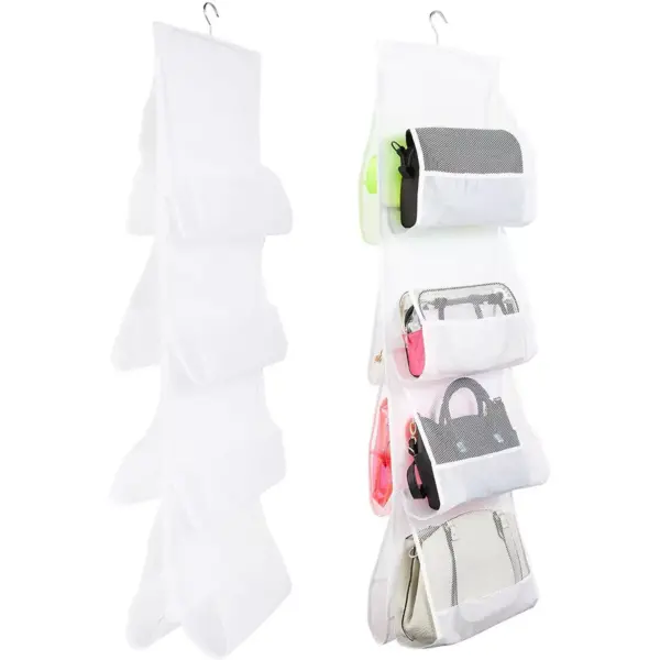 Okuna Outpost 2 Pack Hanging Purse Organizer for Closet Storage, White Mesh (48 x 13.8 in)