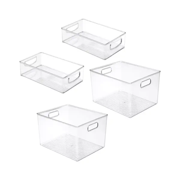 mDesign Plastic Kitchen Food Storage Organizer Bin, 4 Piece Set - Clear