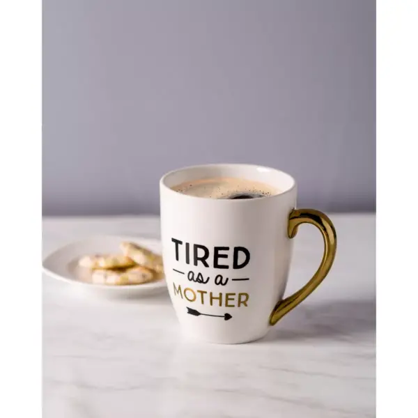 Pearhead Tired as a Mother Ceramic Mug drinkware - White 16 fl oz