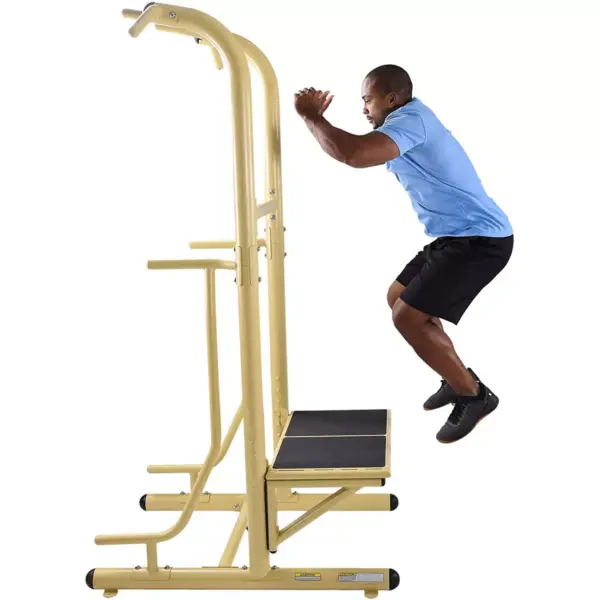 Stamina 65-1485 Weather-Resistant Outdoor Fitness Power Tower Pro Station with Pull-Up Station and Plyo Box, Gold