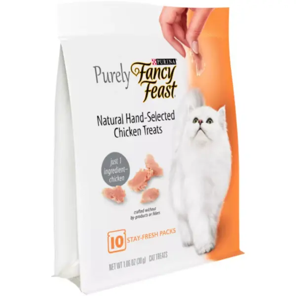 Purina Fancy Feast Purely Hand-Selected Chicken Meaty Cat Treats - 1.06oz/10ct Pack