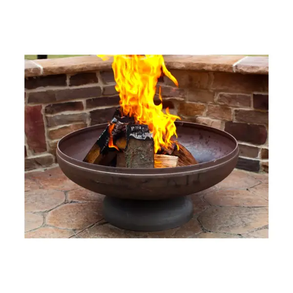 Ohio Flame Patriot 30-Inch Round 3/8-Inch Thick Solid Carbon Steel Wood-Burning Outdoor Backyard Fire Bowl Pit with Center Drainage Hole, Silver