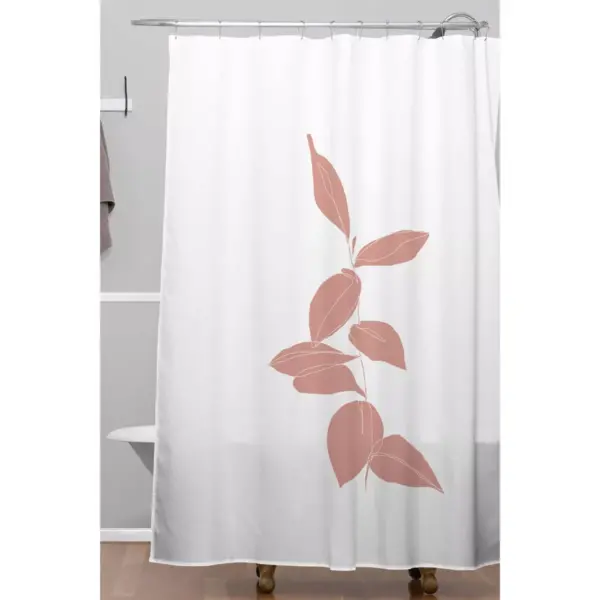 The Colour Study Plant Drawing Shower Curtain Pink - Deny Designs