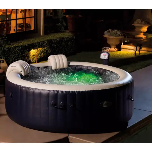 Intex Pure Spa Inflatable 4 Person Hot Tub and Battery LED Multi Color Light