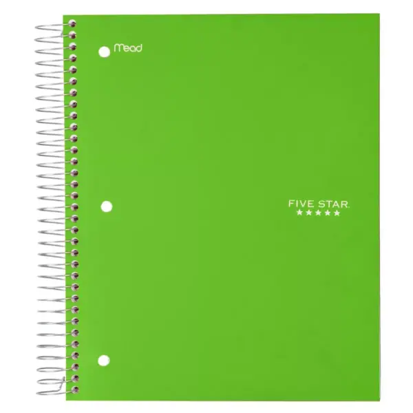 Five Star 5 Subject Wide Ruled Spiral Notebook (Color Will Vary)