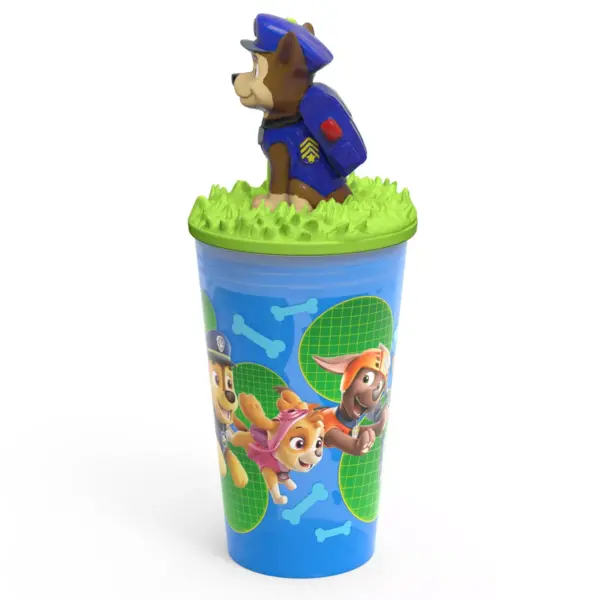 PAW Patrol Marshall 15oz Plastic Cup with Lid and Straw Blue/Green - Zak Designs