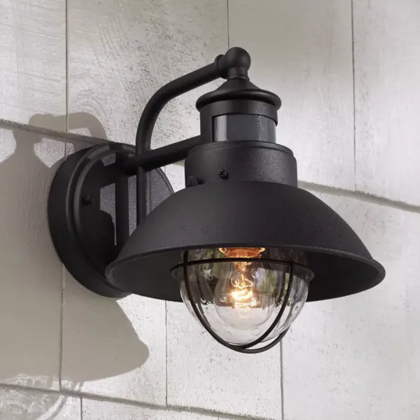 John Timberland Rustic Outdoor Wall Light Black Exterior Fixture Motion Security Dusk to Dawn For House Deck Porch