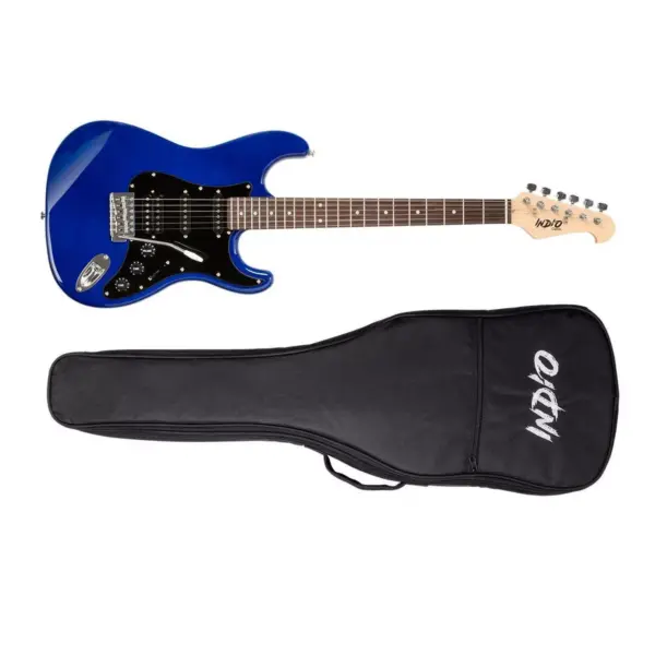 Monoprice Indio Cali Classic HSS Electric Guitar - Blue, With Gig Bag